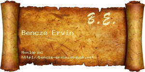 Bencze Ervin névjegykártya